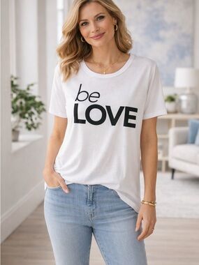 Chaser  Be Love Graphic Tee - White medium nwot
